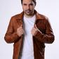 Majestic Leather - Men's Distressed Vintage Antique Brown Cafe Racer Genuine Leather Motorcycle Jacket Majestic Leather