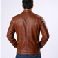 Majestic Leather - Men's Distressed Vintage Antique Brown Cafe Racer Genuine Leather Motorcycle Jacket Majestic Leather