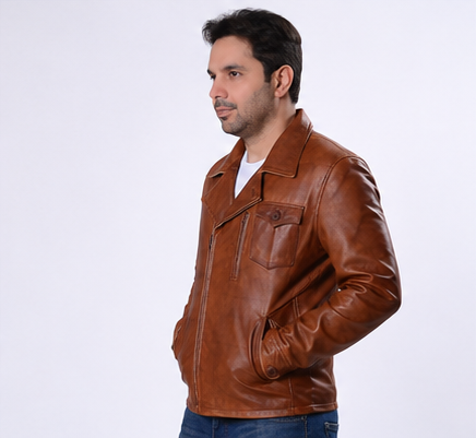 Majestic Leather - Men's Distressed Vintage Antique Brown Cafe Racer Genuine Leather Motorcycle Jacket Majestic Leather