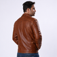 Majestic Leather - Men's Distressed Vintage Antique Brown Cafe Racer Genuine Leather Motorcycle Jacket Majestic Leather