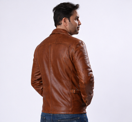 Majestic Leather - Men's Distressed Vintage Antique Brown Cafe Racer Genuine Leather Motorcycle Jacket Majestic Leather