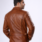Majestic Leather - Men's Distressed Vintage Antique Brown Cafe Racer Genuine Leather Motorcycle Jacket Majestic Leather