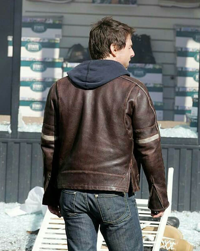 War of the Worlds Tom Cruise Leather Jacket — sleeve detail | Majestic Leather UK