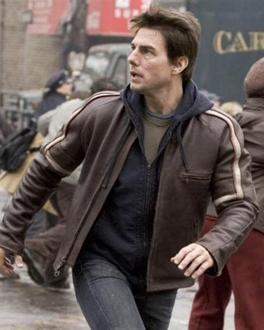 War of the Worlds Tom Cruise Leather Jacket — front view | Majestic Leather UK