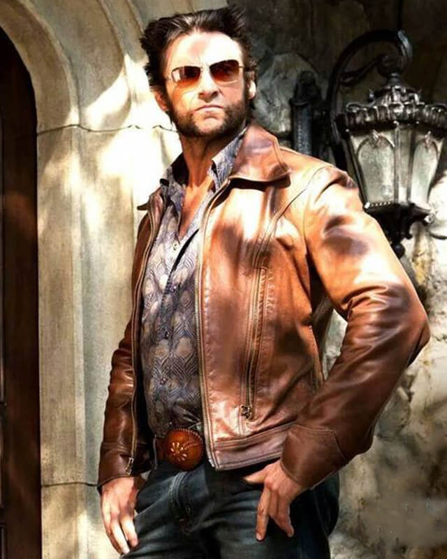 Wolverine Logan Brown Leather Jacket | Majestic Leather — back view | Majestic Leather UK
