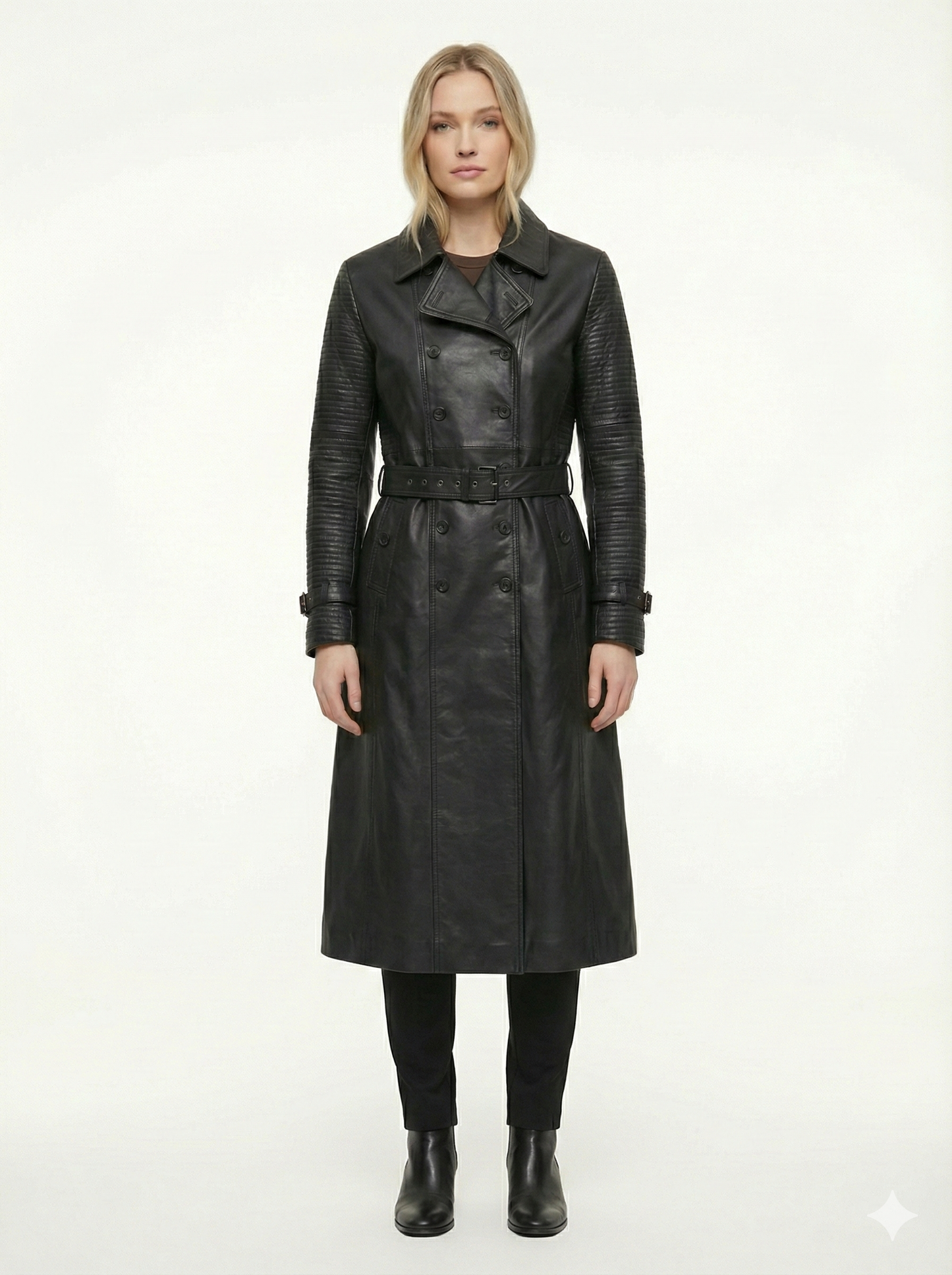Woman Real Leather Trench Coat Soft Lambskin Style - 625 | Majestic Leather — front view | Majestic Leather UK