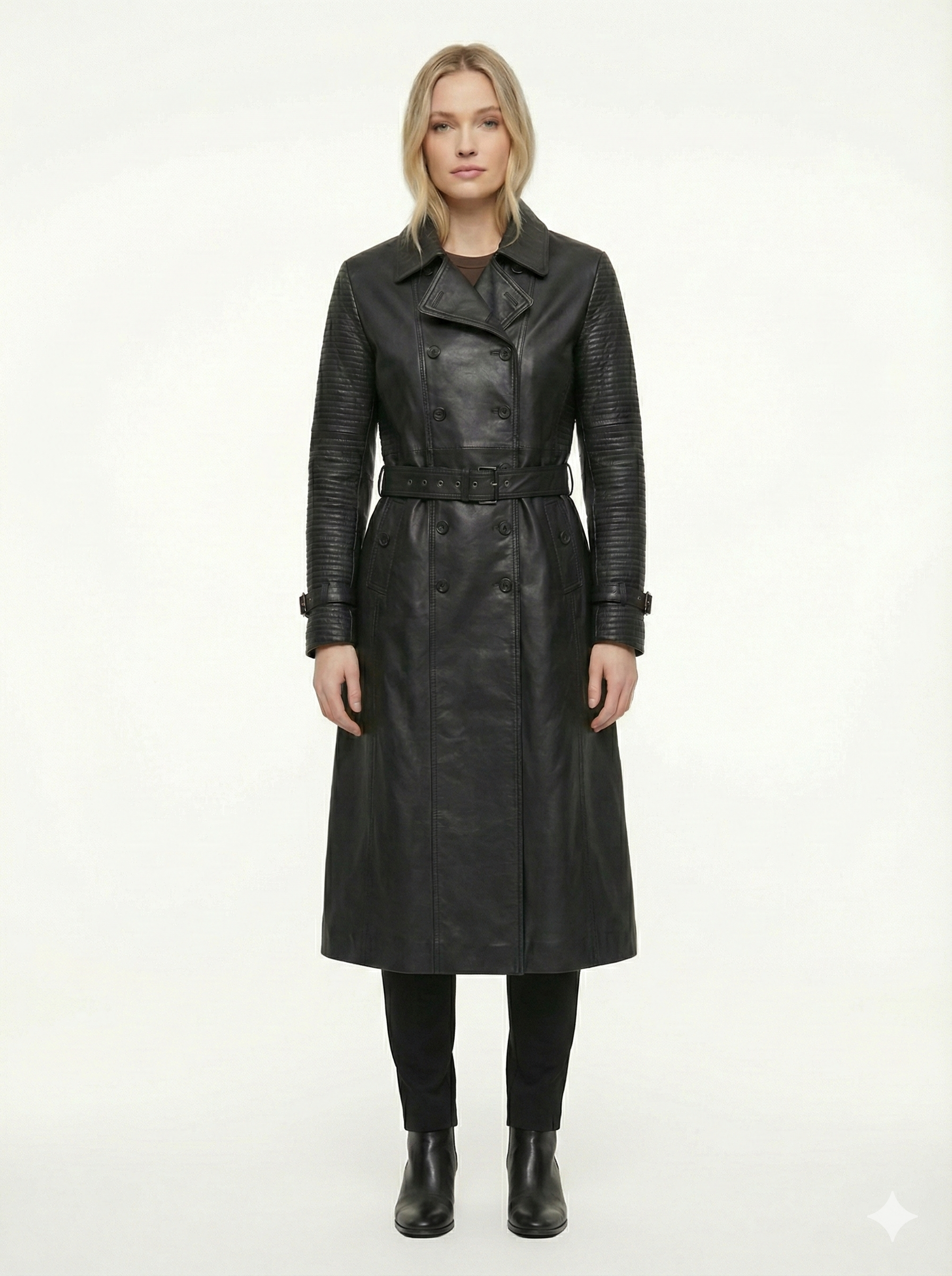 Woman Real Leather Trench Coat Soft Lambskin Style - 625 | Majestic Leather — front view | Majestic Leather UK