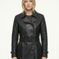 Woman Real Leather Trench Coat Soft Lambskin Style - 625 | Majestic Leather — collar detail | Majestic Leather UK