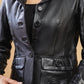 Woman Damen Real Leather Blazer Coat Black Jacket Soft Lambskin — side profile | Majestic Leather UK