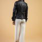 Woman Damen Real Leather Blazer Coat Black Jacket Soft Lambskin — interior lining | Majestic Leather UK