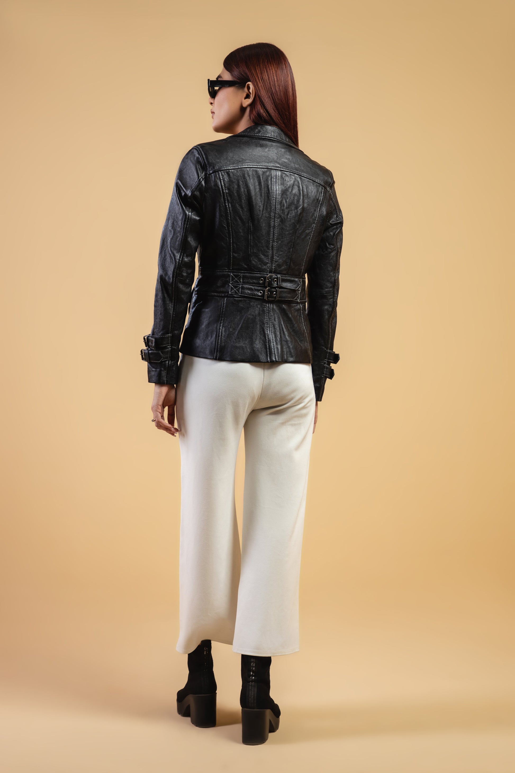 Woman Damen Real Leather Blazer Coat Black Jacket Soft Lambskin — interior lining | Majestic Leather UK
