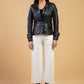 Woman Damen Real Leather Blazer Coat Black Jacket Soft Lambskin — product detail | Majestic Leather UK