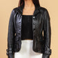 Woman Damen Real Leather Blazer Coat Black Jacket Soft Lambskin — product detail | Majestic Leather UK