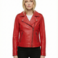 Woman Real Leather Classic Biker Jacket Soft Lambskin Style - 1177 — front view | Majestic Leather UK