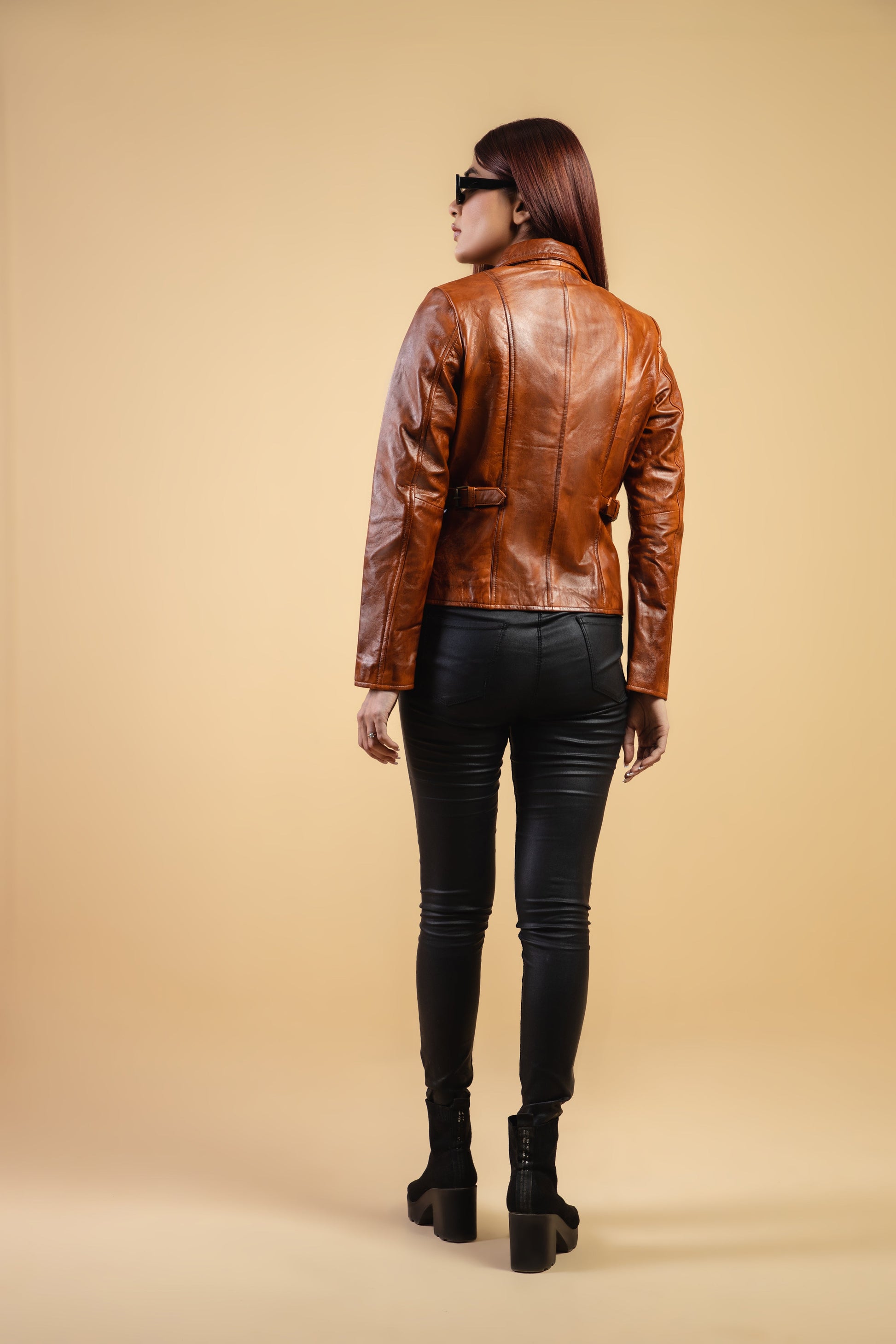 Woman Real Leather Tan Brown Lambskin Leather Jacket | Majestic Leather — interior lining | Majestic Leather UK