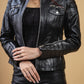 Woman Real Leather Biker Quilted Jacket Soft Lambskin | Majestic Leather — side profile | Majestic Leather UK