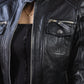 Woman Real Leather Biker Quilted Jacket Soft Lambskin | Majestic Leather — collar detail | Majestic Leather UK
