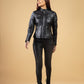 Woman Real Leather Biker Quilted Jacket Soft Lambskin | Majestic Leather — sleeve detail | Majestic Leather UK