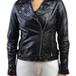 Woman Real Leather Classic Biker Leather Jacket Soft Lambskin | Majestic Leather — front view | Majestic Leather UK
