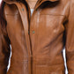 Woman Real Lambskin Camel Brown Three-quarter Leather Coat | Majestic Leather — interior lining | Majestic Leather UK