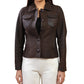 Woman Real Brown Snuff Lambskin Leather Jacket | Majestic Leather — front view | Majestic Leather UK