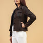 Woman Real Brown Snuff Lambskin Leather Jacket | Majestic Leather — side profile | Majestic Leather UK