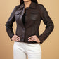 Woman Real Brown Snuff Lambskin Leather Jacket | Majestic Leather — interior lining | Majestic Leather UK