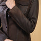 Woman Real Brown Snuff Lambskin Leather Jacket | Majestic Leather — sleeve detail | Majestic Leather UK