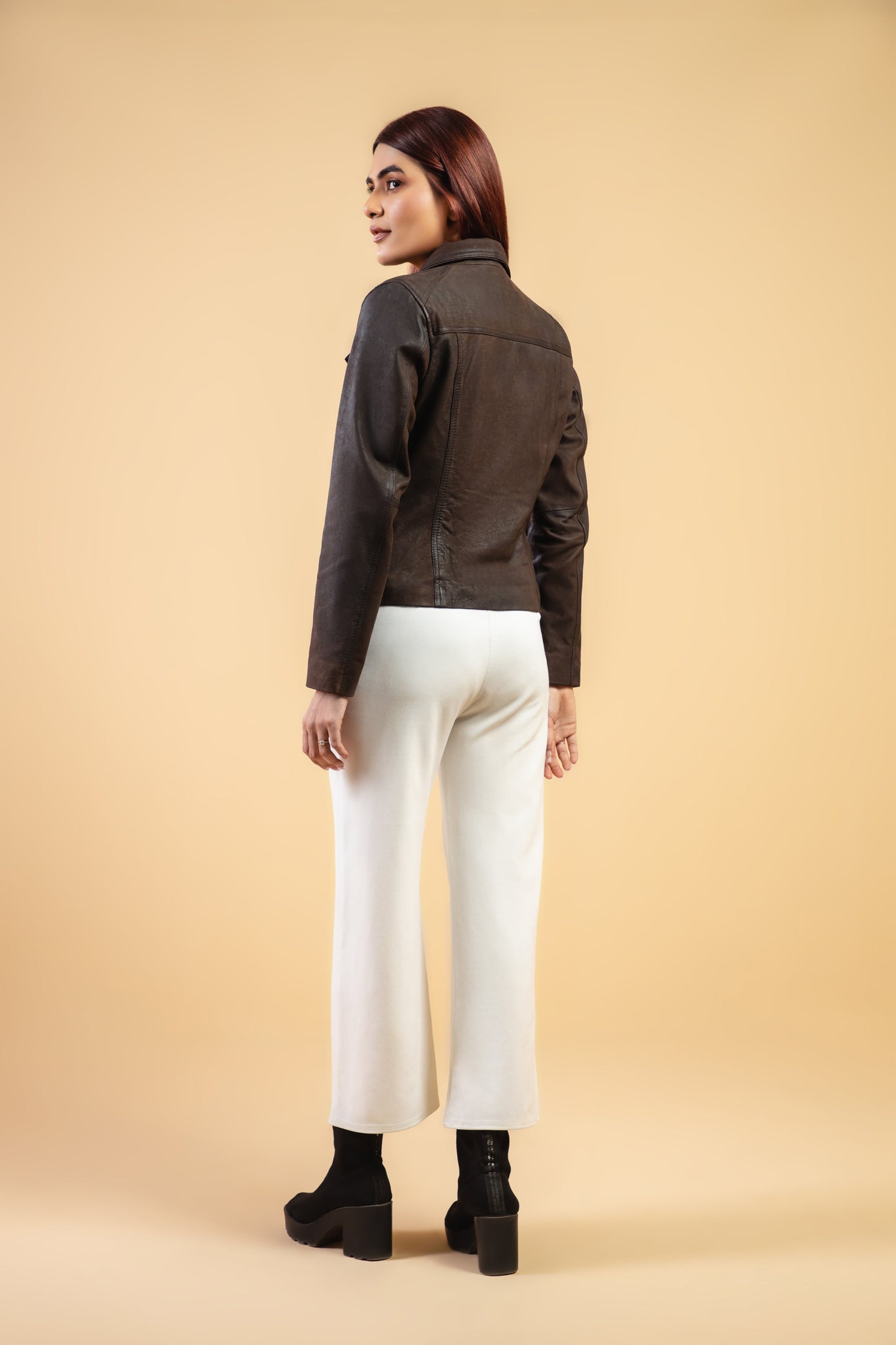 Woman Real Brown Snuff Lambskin Leather Jacket | Majestic Leather — product detail | Majestic Leather UK