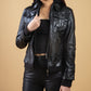 Woman Real Leather Hooded Biker Jacket Soft Lambskin | Majestic Leather — sleeve detail | Majestic Leather UK