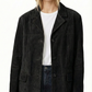 Women Oversize Coat Blazer Suede Leather - Premium luxury with style — side profile | Majestic Leather UK