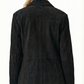 Women Oversize Coat Blazer Suede Leather - Premium luxury with style — collar detail | Majestic Leather UK