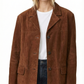 Women Oversize Coat Blazer Suede Leather - Premium luxury with style — front view | Majestic Leather UK