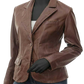Brown Leather Blazer | Majestic Leather — front view | Majestic Leather UK