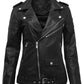 Women's - Damen Black Biker Real Leather Slim Fit Biker Jacket Majestic Leather
