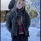 Women Biker - Natalie Yellowjackets Black Leather Jacket — side profile | Majestic Leather UK