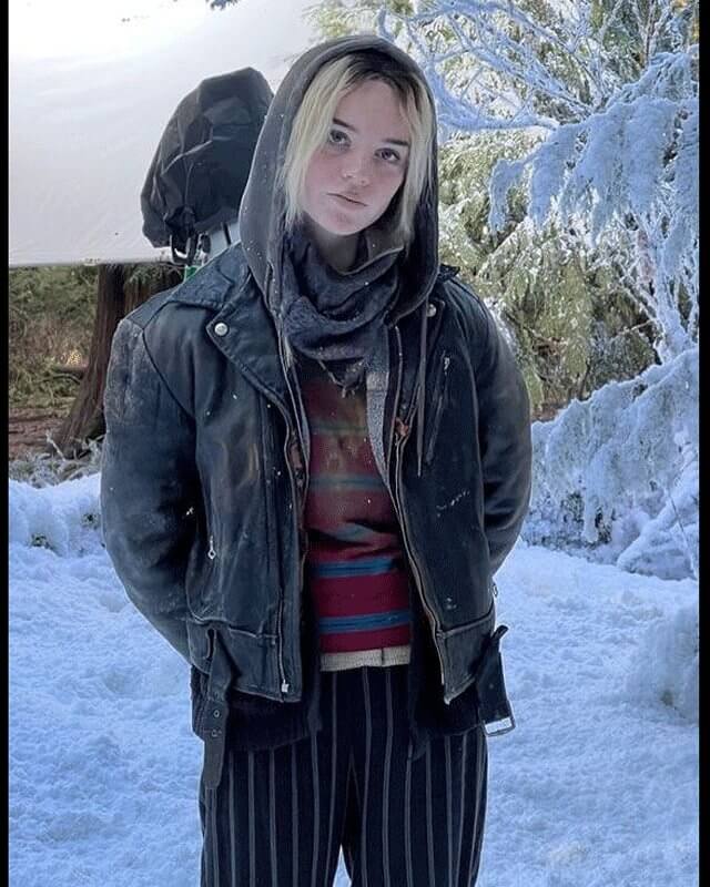 Women Biker - Natalie Yellowjackets Black Leather Jacket — side profile | Majestic Leather UK