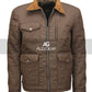 Yellowstone John Dutton Brown Jacket | Majestic Leather — collar detail | Majestic Leather UK