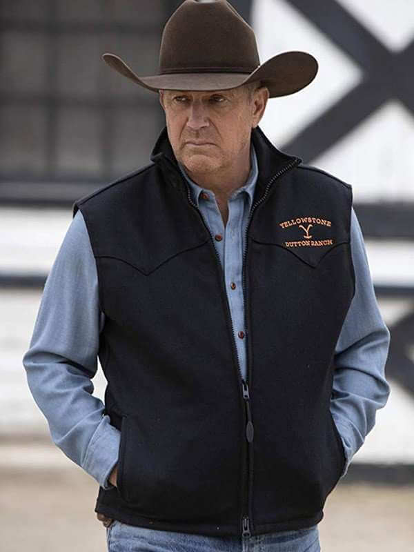 Yellowstone Dutton Ranch Black Vest | Majestic Leather — back view | Majestic Leather UK