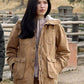 Yellowstone Monica Brown Hooded Jacket | Majestic Leather — front view | Majestic Leather UK