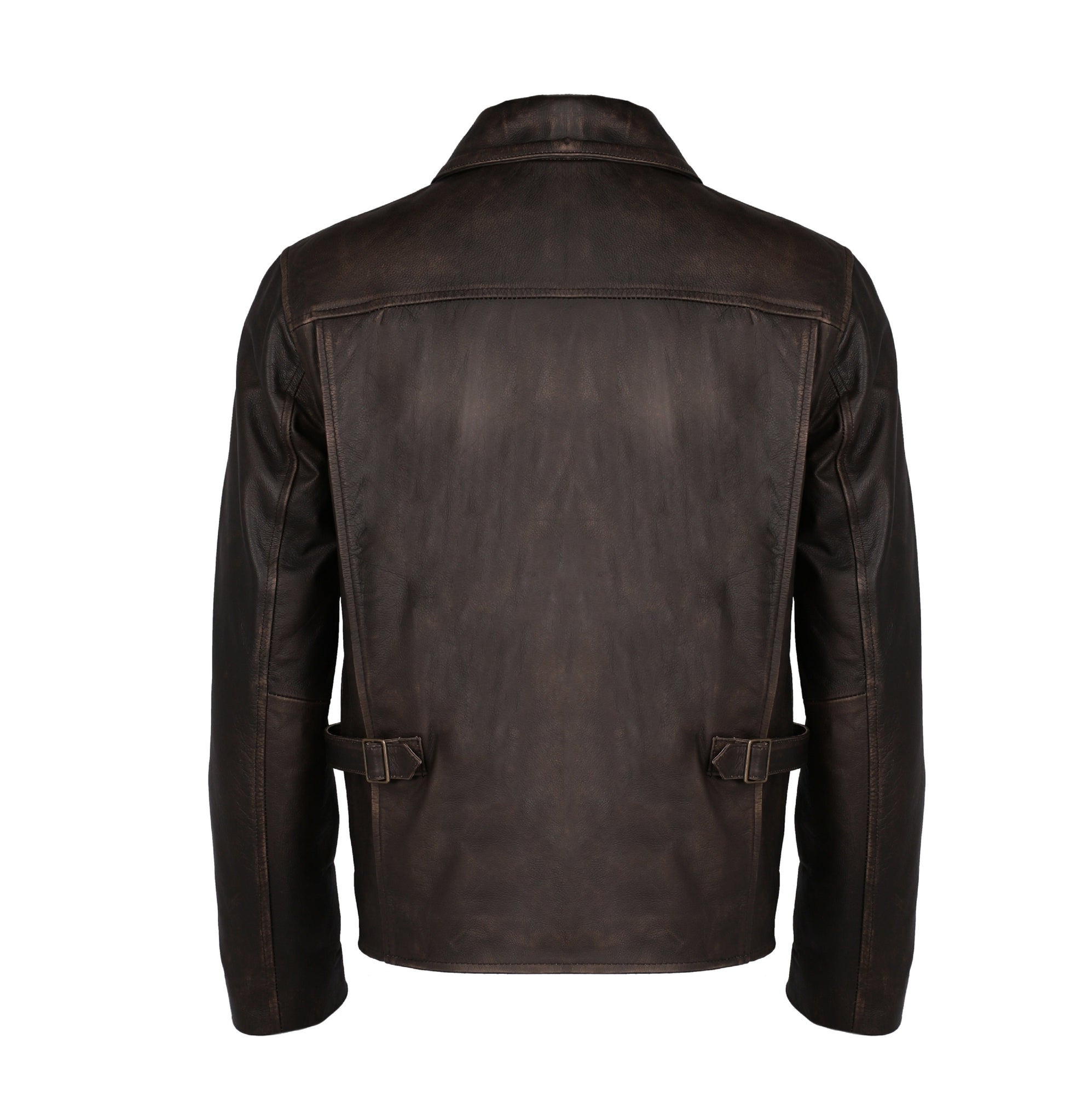 Indiana Jones Distressed Brown Cow Hide Leather Jacket | Majestic Leather — sleeve detail | Majestic Leather UK