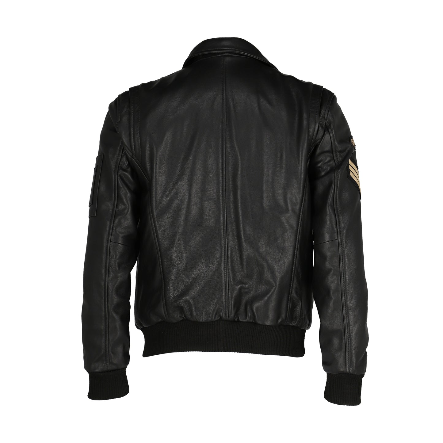Aviator Bomber Fur Collar Leather Jacket | Majestic Leather — sleeve detail | Majestic Leather UK
