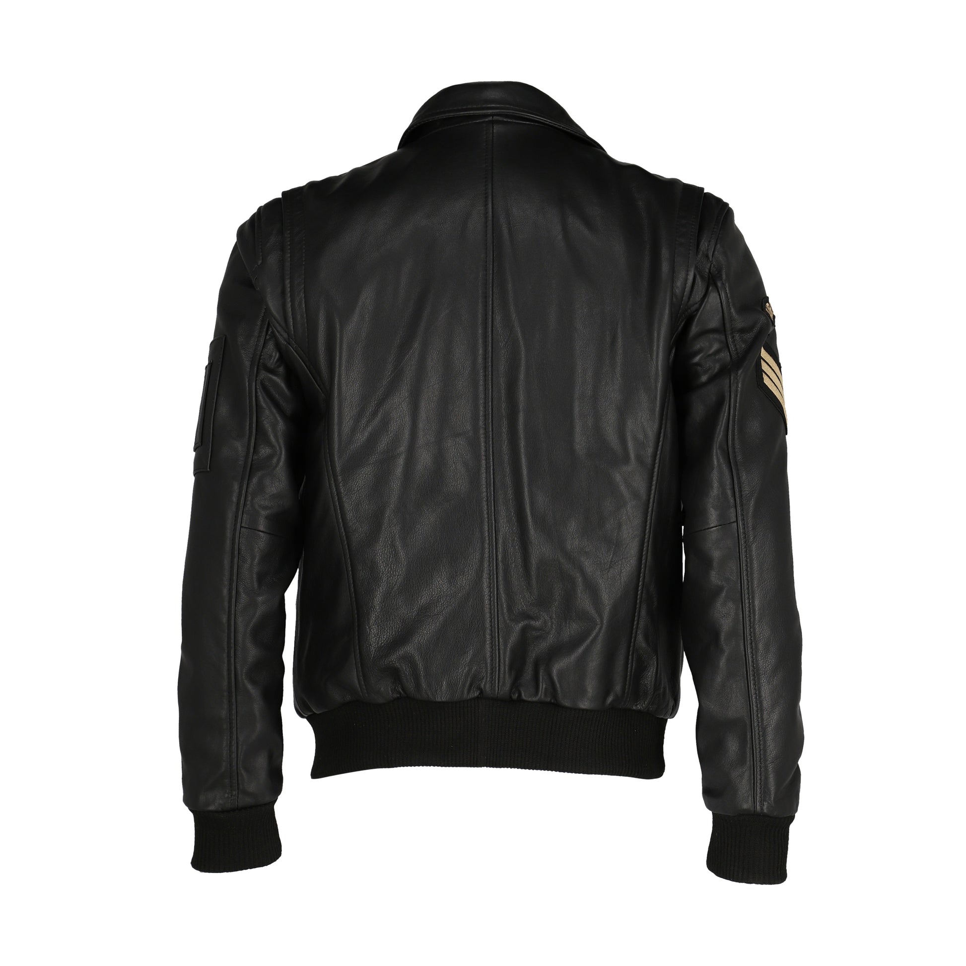 Aviator Bomber Fur Collar Leather Jacket | Majestic Leather — sleeve detail | Majestic Leather UK