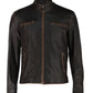 Men's Distressed Cowhide Leather Jacket Brown | Majestic Leather — front view | Majestic Leather UK