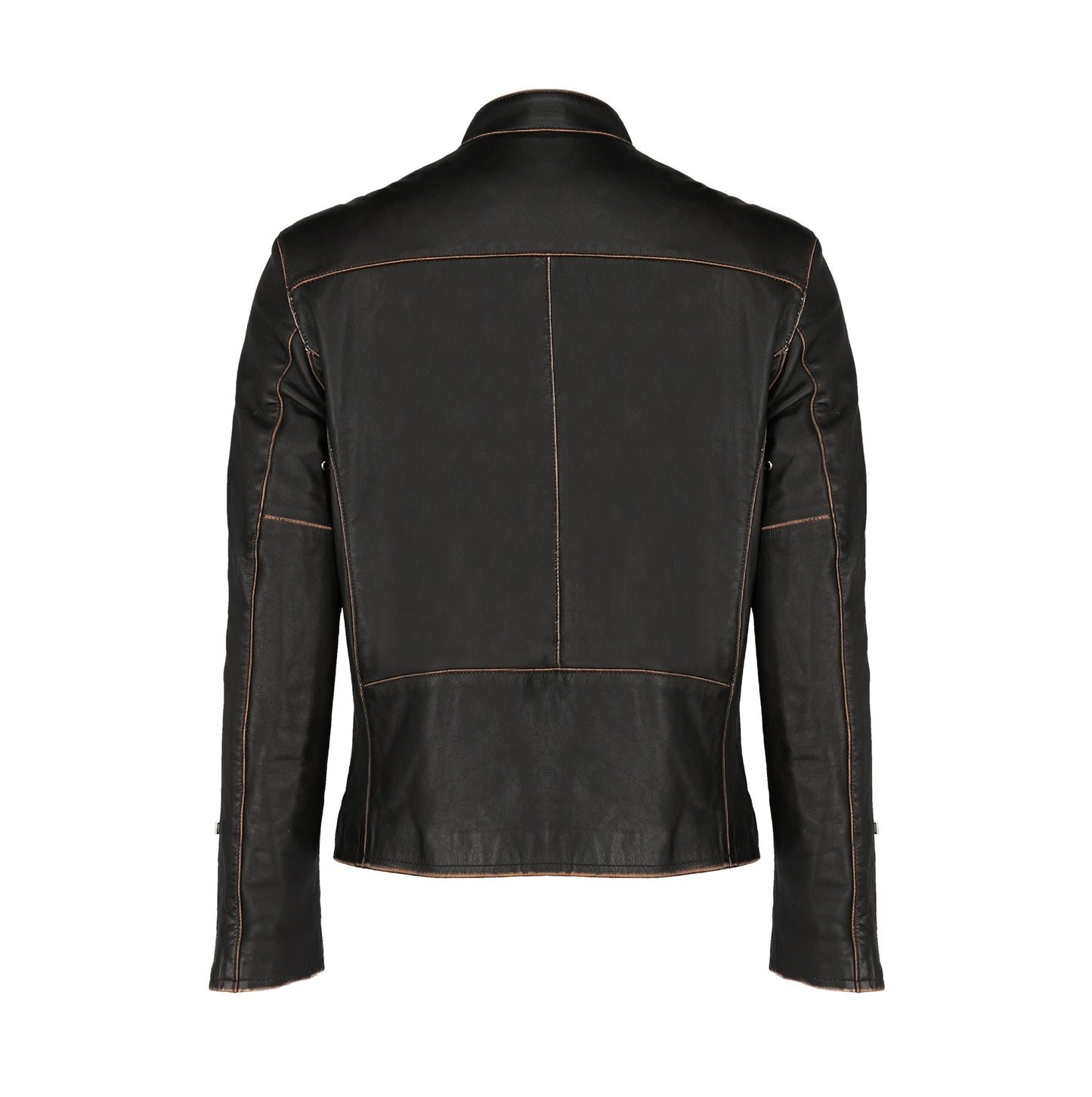 Men's Distressed Cowhide Leather Jacket Brown | Majestic Leather — back view | Majestic Leather UK