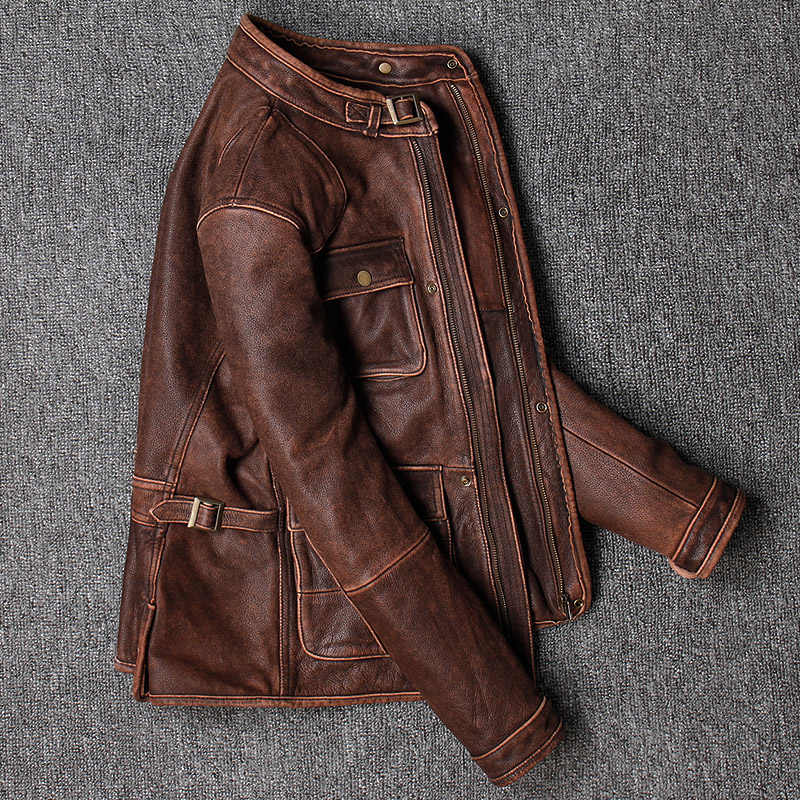 Men's Cafe Racer Vintage Distressed Reddish Brown Leather Jacket | Majestic Leather — interior lining | Majestic Leather UK