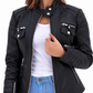 Women's New Real Leather Classic Biker Leather | Majestic Leather Majestic Leather