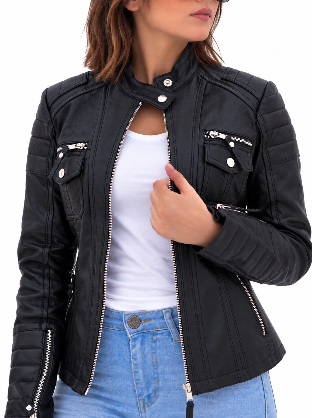 Women's New Real Leather Classic Biker Leather | Majestic Leather Majestic Leather