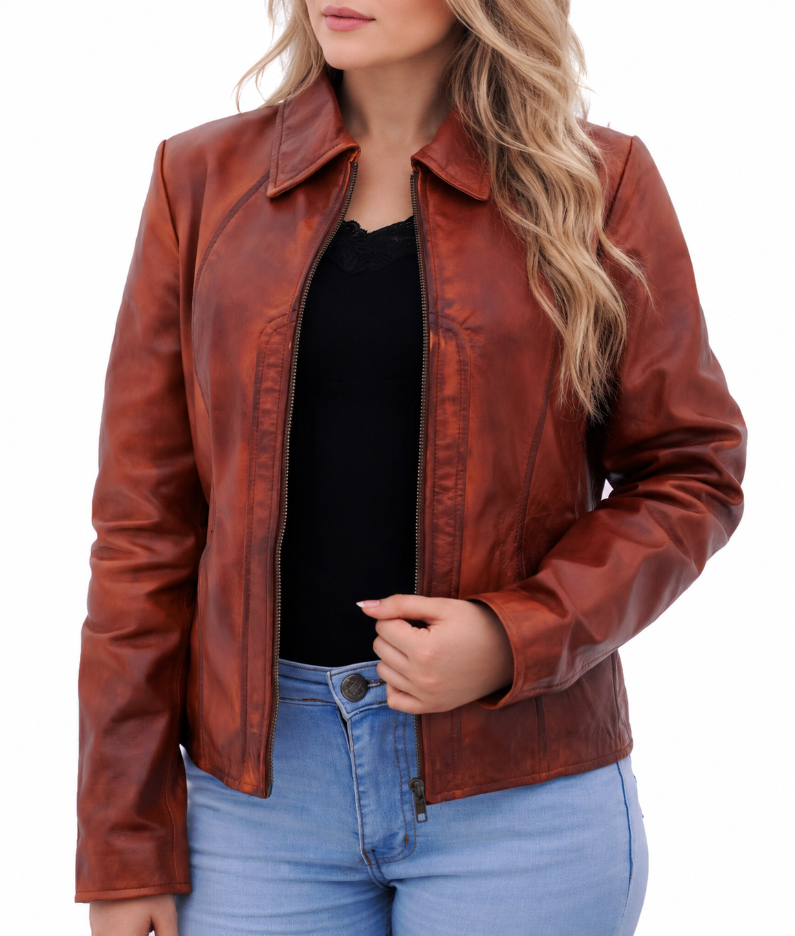 Women's New Jennifer Lopez Real Lambskin Rust | Majestic Leather Majestic Leather
