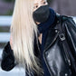 Women Biker - Blackpink Rose Black Cropped Biker Leather Jacket — collar detail | Majestic Leather UK